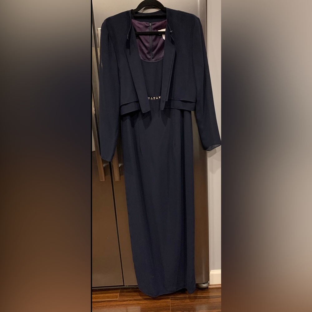 Navy Blue Two Piece Formal Dress with jacket size 6